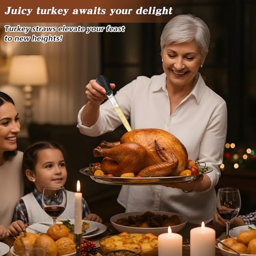 Lusofie Large Turkey Baster with Black Handle, 28ml Glass Tube for Roasting