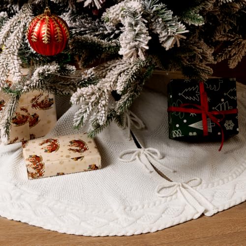CCINEE White Christmas Tree Skirt 36 Inch Farmhouse Rustic Holiday Decor