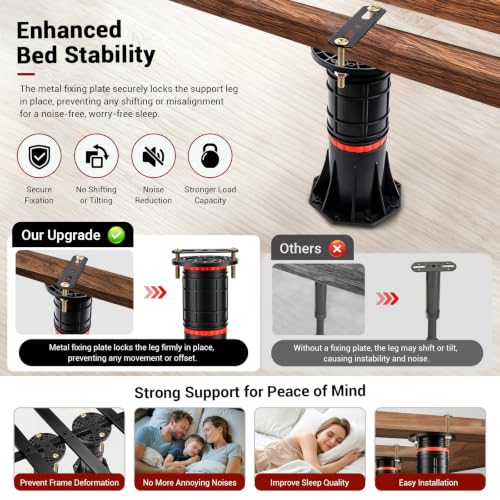 LOSCHEN Adjustable Bed Support Legs 8.4-13.5 Inch, Heavy Duty Reinforcement Feet (8pcs)