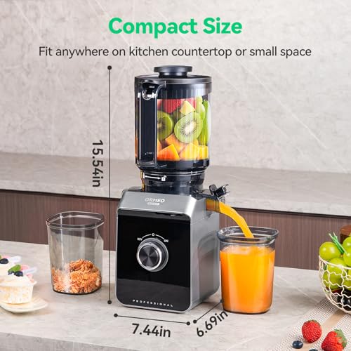 Cold Press Juicer with 5.5-Inch Feed Chute, Pulp Separation, Quiet Motor, BPA-Free