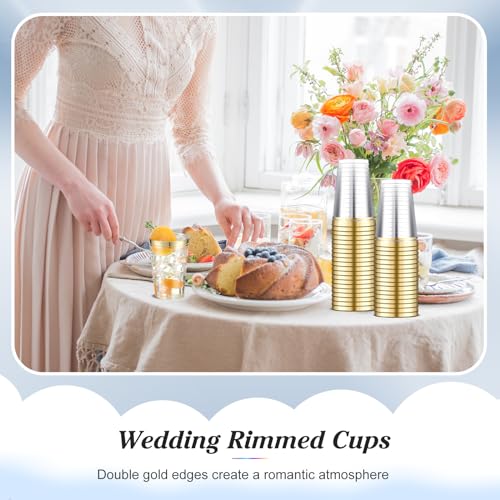 Sliner 50 Pcs Hard Plastic Cups Double Rimmed Heavy Duty Fancy Wine