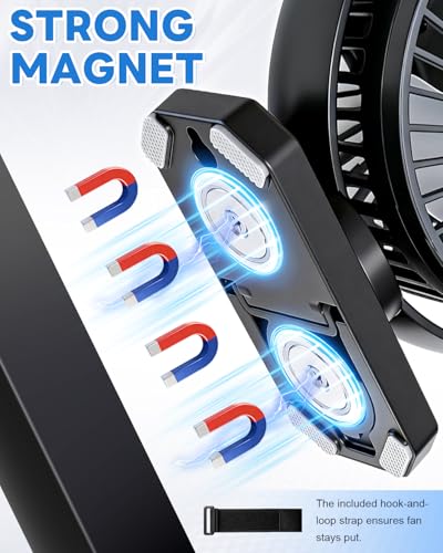 2-Pack Rechargeable 12000mAh Golf Cart Fans with Magnetic Base, 3 Speeds, LED, Timer