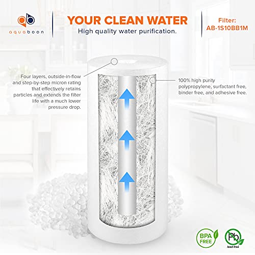 Aquaboon 10x4.5 Micron Whole House Sediment Water Filter - 4-Pack, Variation 4