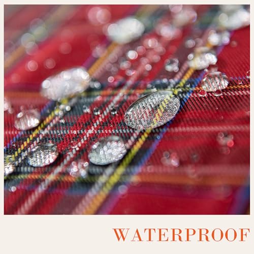 LOSIVISHE Christmas Plaid 144" x 60" Waterproof Tablecloth - Red Check Holiday Table Cover