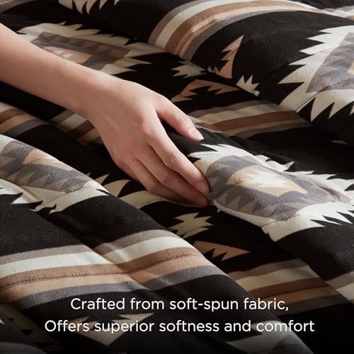 Full/Queen Woolrich Southwestern Aztec Quilt Set Reversible Black Bedding