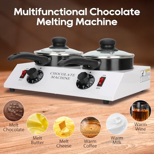 Electric Chocolate Melting Machine with Dual Tempering Pots - Fast & Even Heating