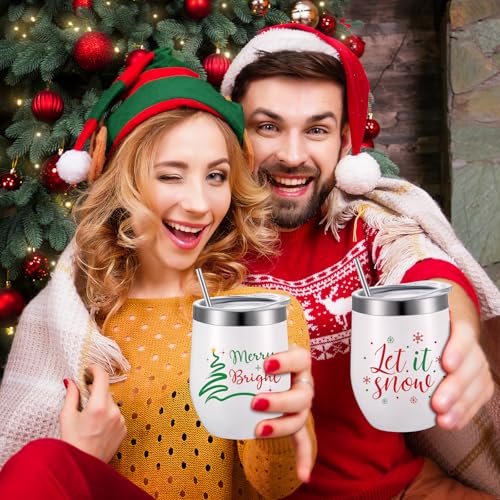 Umigy 8 Pieces Christmas Wine Tumbler Set – Classic Holiday Gift & Party Favors