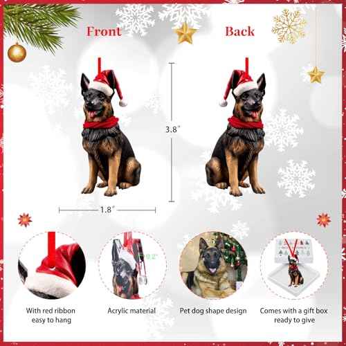 German Shepherd Christmas Ornaments - Black Tan German Shepherd Dog Ornaments for Christmas Tree Pet Decoration Gifts for Dog Mom Dad