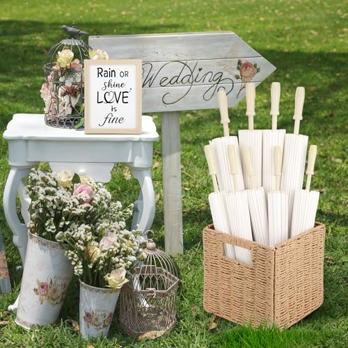 23.6 Inch White Paper Umbrellas Wedding Parasols Bulk (24 Pack) - HIYZI