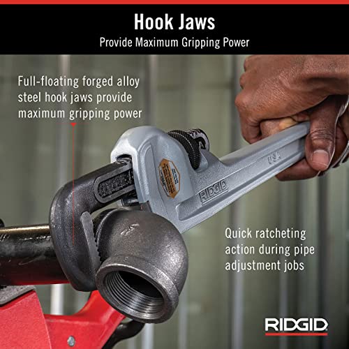 RIDGID 31100 Model 818 18-inch Aluminum Straight Pipe Wrench – Lightweight Plumbing Tool