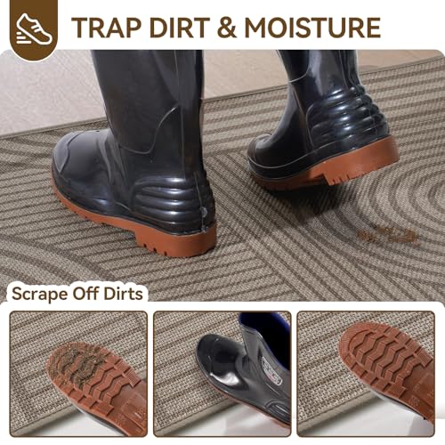 Indoor Front Entrance Door Mat 31x47 Brown - Non-Slip Water-Absorbent Rug - Mountain Variation