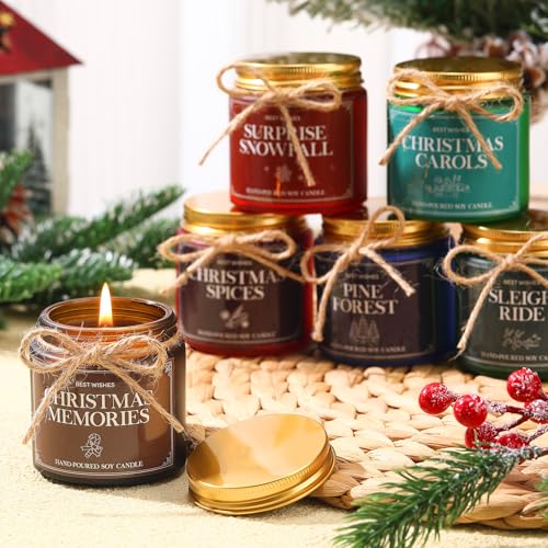 MTLEE 12 Pcs Christmas Scented Candles Jar Bulk Xmas Holiday Gifts,