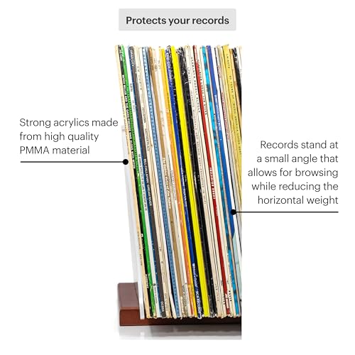 Brown Vinyl Record Storage Rack for Albums - 60-70 LP Capacity, Mid-Century Style, No Assembly