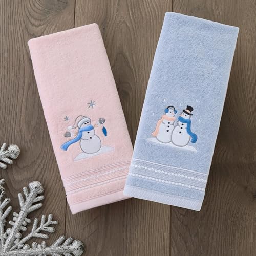 SKL Home Christmas/Winter Glam Snowman 100% Cotton Embroidered 2pc