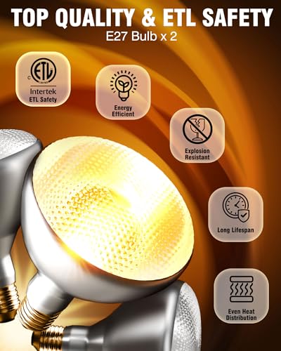 Food Heat Lamp Polished Silver 2-Head 500W Restaurant Food Warmer with 2 Bulbs