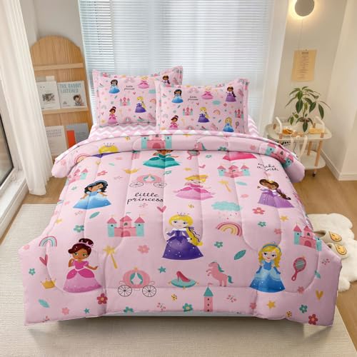 Kids Girls Princess Comforter Set Twin Pink Princess / Twin - Cozy Bed Bedding