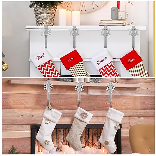 Lounsweer 12 Pcs Snowflake Stocking Hangers, Silver – Mantle Christmas Holder