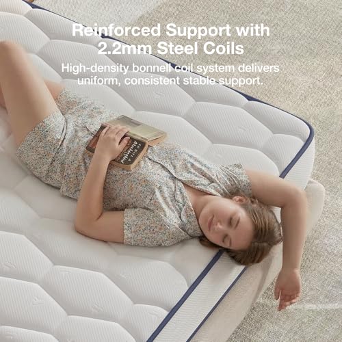 White Twin Mattress 6 Inch Bonnell Spring Hybrid Support Comfort