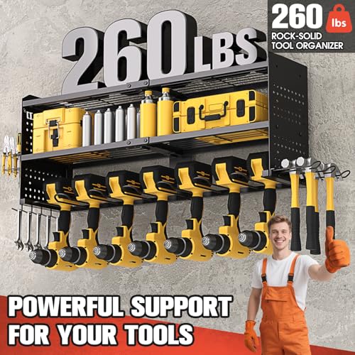 Large Power Tool Organizer with Charging Station - Black, 3 Layers, 28''