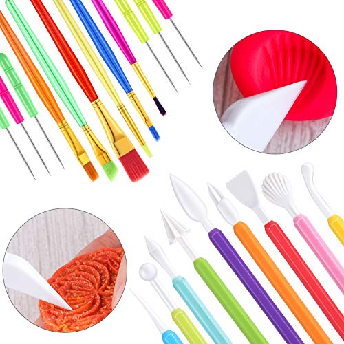 21 Pieces Cookie Decorating Tools Set Include Cake Decoration Brushes Sugar Stir Needle Christmas Cookie Scriber Needles and Fondant Cake Decorating Sculpting Modeling Tools for Fondant