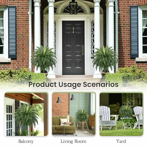 35-Inch Artificial Fern Bushes 2-Pack for Outdoor & Indoor Decor