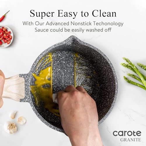 Nonstick Saucepan Set 1.5QT & 3QT with Lid - Black, Rivetless, Easy Clean