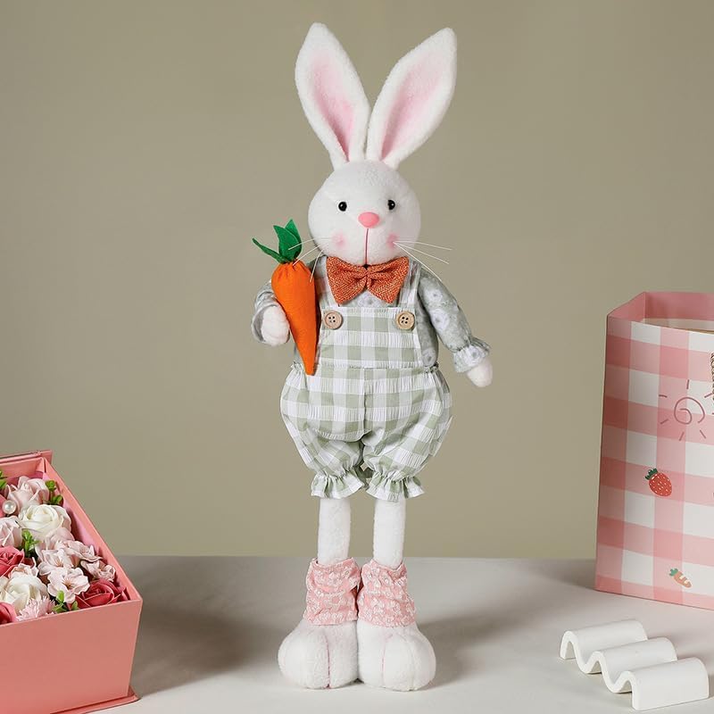 Skiennix Adjustable Easter Bunny Gnome Plush - Extendable 16.1” to 21.7” Rabbit Decor for Spring Holiday Display