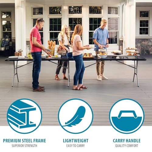 Lifetime 6-Foot Folding Table - Light Commercial, Indoor & Outdoor Use, Black