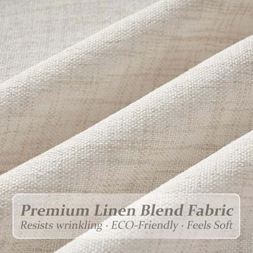 Birch Linen Pleated Curtain Set - 4 Panels, 40"W x 96"L, Ivory Cream, Light Filtering, Memory Shape - LuxuNap