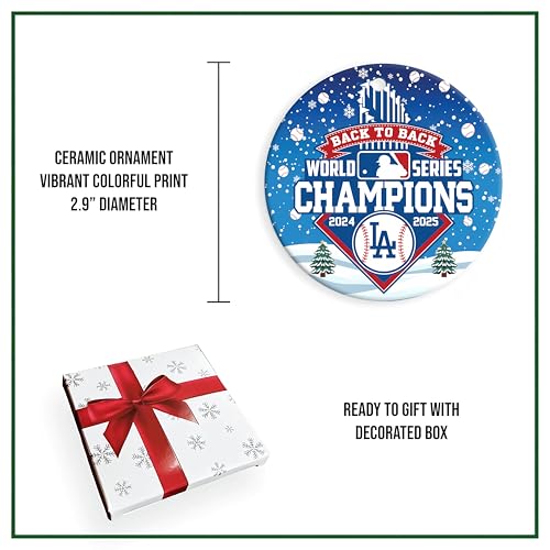 NUELUX 2025 World Series Champions Christmas Ornament with Gift Box, LA Dodgers Theme, 2.95 inch