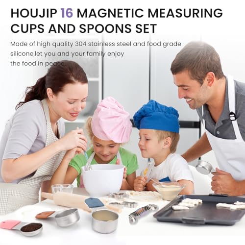 Magnetic Measuring Cups and Spoons Set - Heavy Duty 304 Stainless Steel, Color Variations