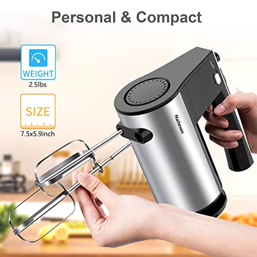 Black 600W Hand Mixer with 10 Speeds Turbo Function - Lightweight Kitchen Appliance