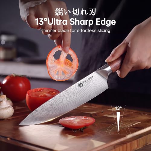YOTSUBA 3 PCS Japanese Kitchen Knife Set with Full Tang Rosewood