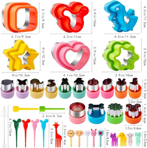 Nifogo Orange Green 48pcs Sandwich Cutter Set for Kids Lunch - Large Shapes