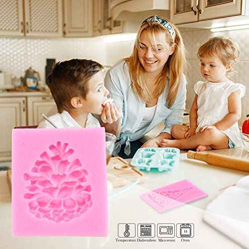 Zixiang Christmas Silicone Molds Christmas Tree Pinecone Bell Reindeer Holly Leaves Molds For Xmas Cake Decorating Cupcake Topper Candy Chocolate Gum Paste Set Of 7