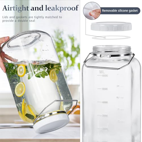 2 Gallon Airtight Glass Storage Jar with Removable Handle - Large Kitchen Canister