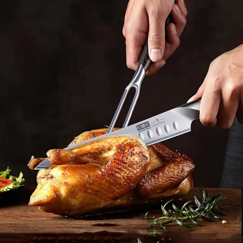 8-Inch Carving Knife & 7-Inch Meat Fork Set - Razor Sharp Kitchen Tools