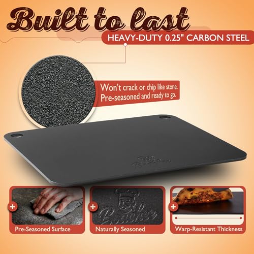 Heavy-Duty Pizza Steel Pan 16x13.4 Inch for Crispy Crust Baking or Grilling
