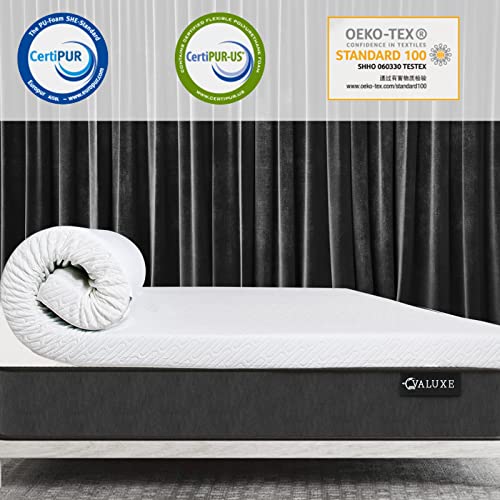 VALUXE 3 Inch Gel Memory Foam Mattress Topper Twin XL Size High