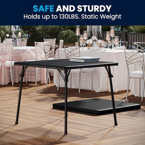 Folding Card Table - 33.5 Inch, Black, Portable Multipurpose Game & Party Table