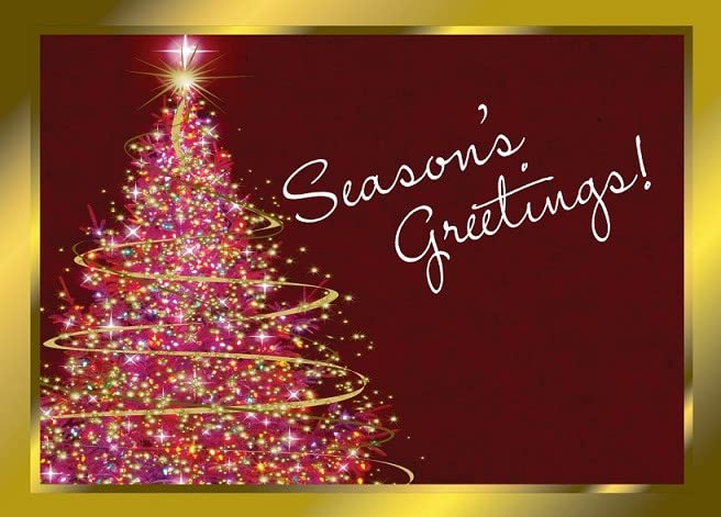 Season's Greeting Cards Set with Gold Foil Lined Envelopes - 25 Pack, 5x7 Holiday Notes