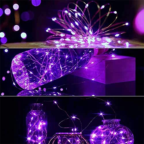 Purple Battery Operated Dewdrop Fairy Lights 10ft 30 LEDs with Timer, Indoor Use