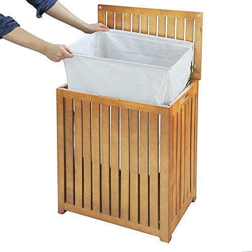 Laundry Hamper - Oceanstar Spa-Style Bamboo Laundry Storage with Canvas Liner - Variation of THIS listing
