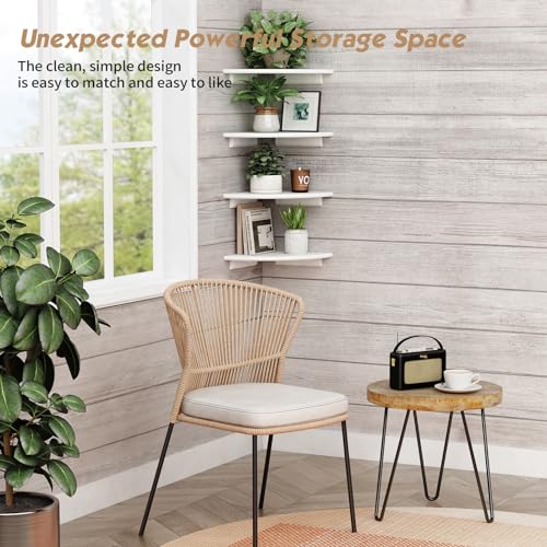 White Corner Floating Book Shelves Set of 4 - 12-Inch Diameter Wall Storage