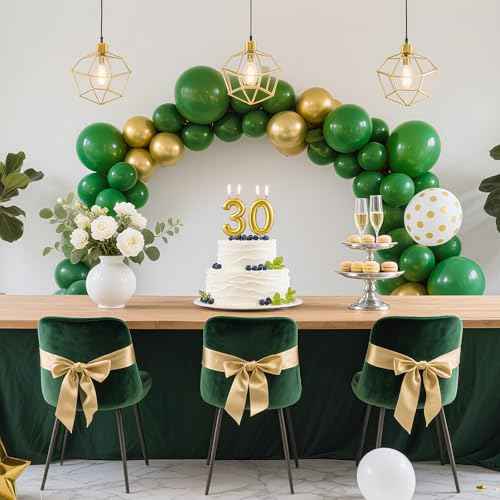 50pcs Dark Green Balloons, Helium 12inch Emerald Green Party Balloons for Christmas Birthday Wedding Party Decorations (With Ribbon & Glues)