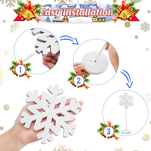 BBTO 3-Piece Christmas Snowflake Wood Table Decor Stand Signs