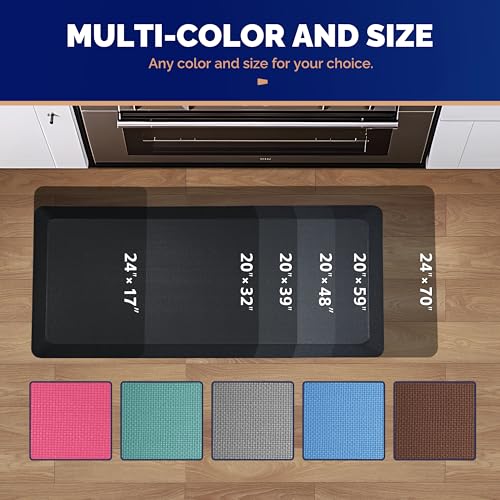 Extra Thick Anti-Fatigue Mat for Standing Desk & Kitchen Floor - Black, 24"L x 17"W x 0.9" Thick
