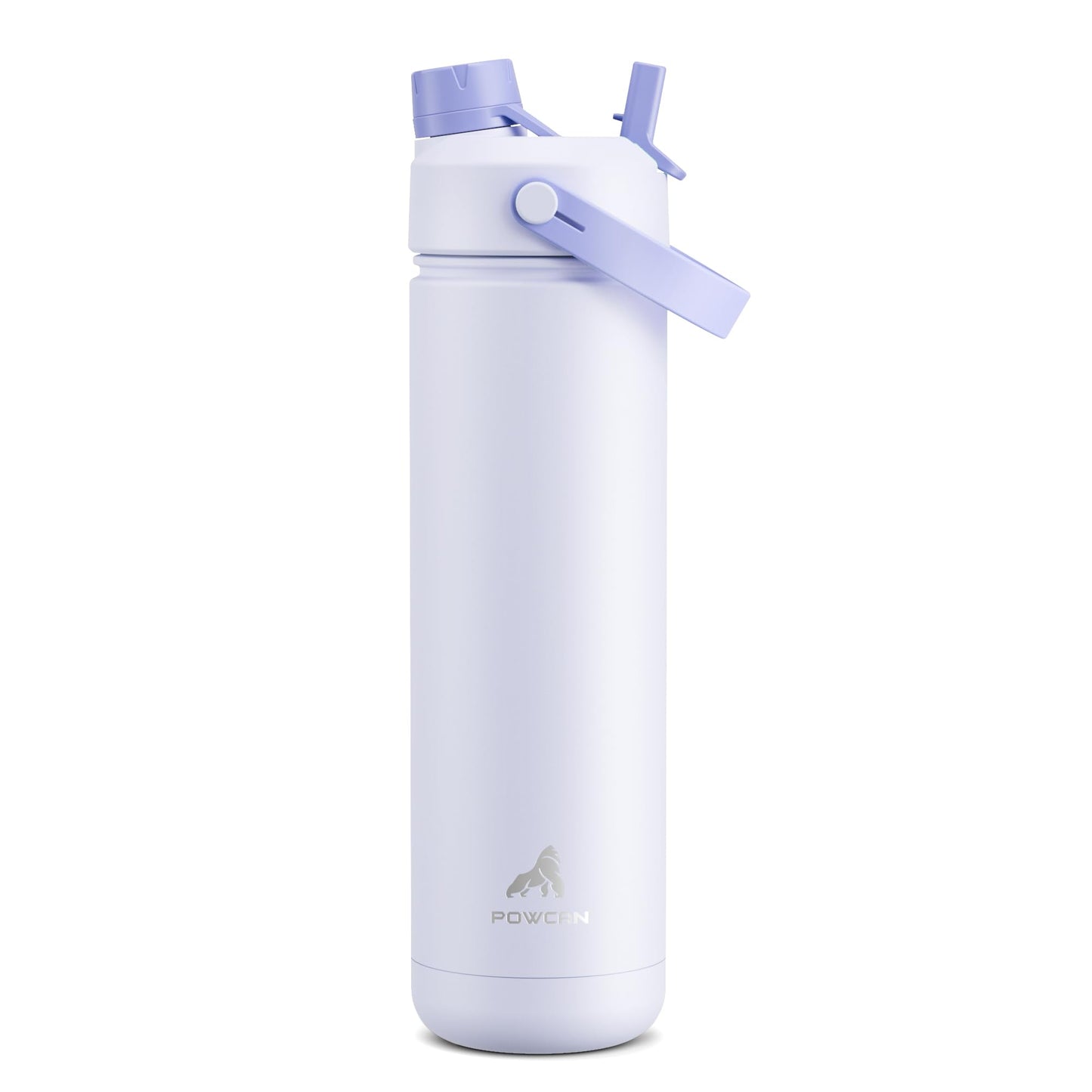 POWCAN 32 oz Insulated Water Bottle with 2-in-1 Straw and Spout Lid, Keep Cold 24H, Leak-Proof, BPA-Free, Double Wall Stainless Steel Water Bottle for Sports, Gym, Travel, and School (Lupine)