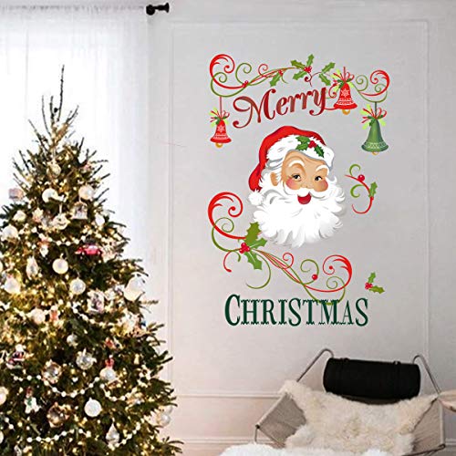 Decalplanet Christmas Santa Wall Decals Merry Christmas Snowflake Xmas Window Clings Removable DIY Wall Art Holiday Window Sticker Bedroom Door D?cor