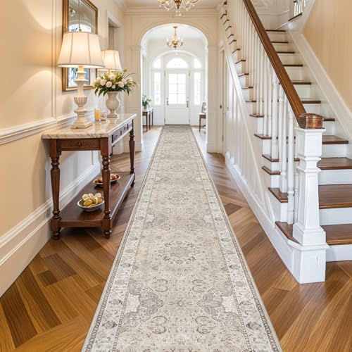HY HAO YUN LAI 3' x 20' Beige Washable Runner Rug Non Slip Entryway Carpet for Kitchen & Hallway